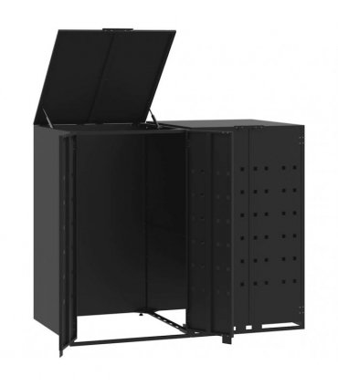 vidaXL Wheelie Bin Storage for 2 Bins Black 138x79x117 cm Steel