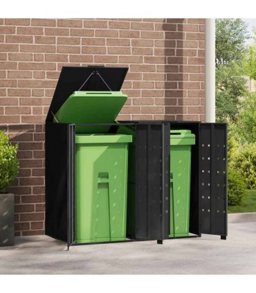 vidaXL Wheelie Bin Storage for 2 Bins Black 138x79x117 cm Steel