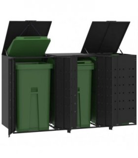 vidaXL Wheelie Bin Storage for 3 Bins Black 207x79x117 cm Steel