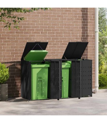 vidaXL Wheelie Bin Storage for 3 Bins Black 207x79x117 cm Steel