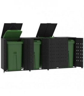 vidaXL Wheelie Bin Storage for 4 Bins Black 276x79x117 cm Steel