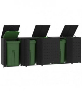 vidaXL Wheelie Bin Storage for 5 Bins Black 345x79x117 cm Steel