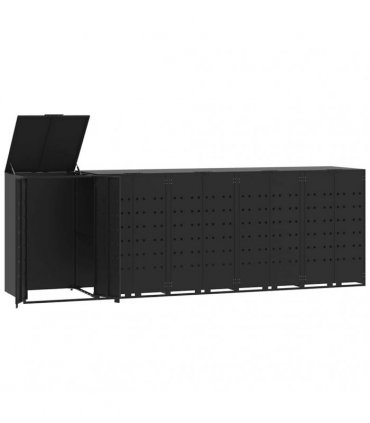 vidaXL Wheelie Bin Storage for 5 Bins Black 345x79x117 cm Steel