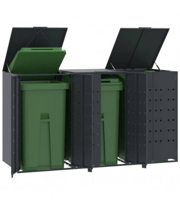 vidaXL Wheelie Bin Storage for 3 Bins Anthracite 207x79x117 cm Steel