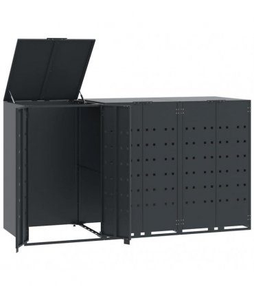 vidaXL Wheelie Bin Storage for 3 Bins Anthracite 207x79x117 cm Steel