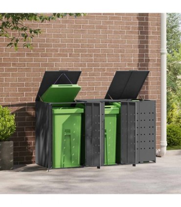 vidaXL Wheelie Bin Storage for 3 Bins Anthracite 207x79x117 cm Steel