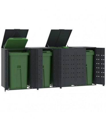 vidaXL Wheelie Bin Storage for 4 Bins Anthracite 276x79x117 cm Steel