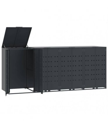 vidaXL Wheelie Bin Storage for 4 Bins Anthracite 276x79x117 cm Steel