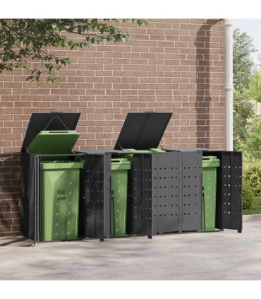 vidaXL Wheelie Bin Storage for 4 Bins Anthracite 276x79x117 cm Steel