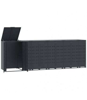 vidaXL Wheelie Bin Storage for 5 Bins Anthracite 345x79x117 cm Steel