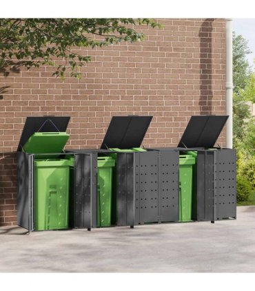 vidaXL Wheelie Bin Storage for 5 Bins Anthracite 345x79x117 cm Steel