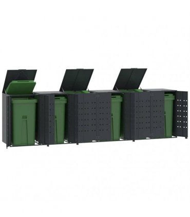 vidaXL Wheelie Bin Storage for 6 Bins Anthracite 414x79x117 cm Steel
