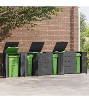 vidaXL Wheelie Bin Storage for 6 Bins Anthracite 414x79x117 cm Steel