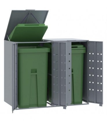 vidaXL Wheelie Bin Storage for 2 Bins Grey 138x79x117 cm Steel