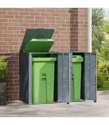 vidaXL Wheelie Bin Storage for 2 Bins Grey 138x79x117 cm Steel
