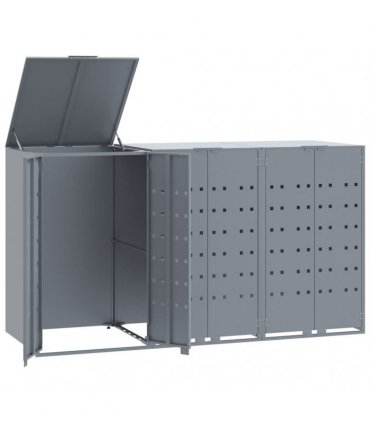 vidaXL Wheelie Bin Storage for 3 Bins Grey 207x79x117 cm Steel