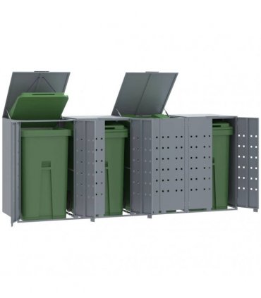 vidaXL Wheelie Bin Storage for 4 Bins Grey 276x79x117 cm Steel