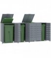 vidaXL Wheelie Bin Storage for 4 Bins Grey 276x79x117 cm Steel