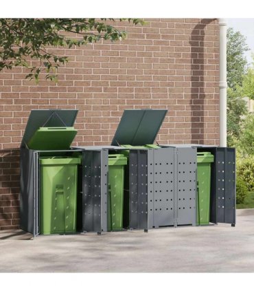vidaXL Wheelie Bin Storage for 4 Bins Grey 276x79x117 cm Steel