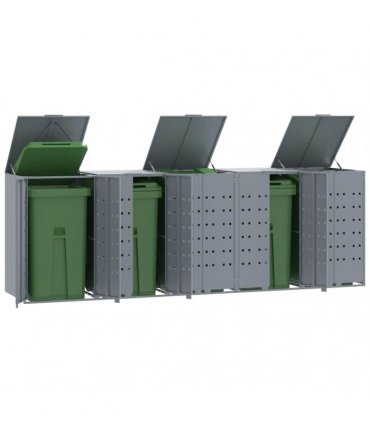vidaXL Wheelie Bin Storage for 5 Bins Grey 345x79x117 cm Steel