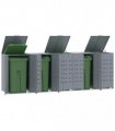 vidaXL Wheelie Bin Storage for 5 Bins Grey 345x79x117 cm Steel