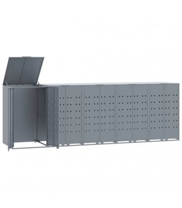vidaXL Wheelie Bin Storage for 5 Bins Grey 345x79x117 cm Steel