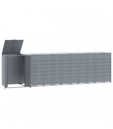 vidaXL Wheelie Bin Storage for 6 Bins Grey 414x79x117 cm Steel