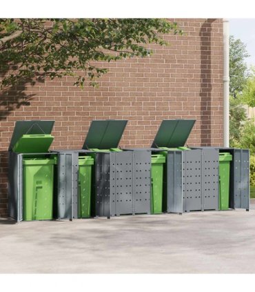 vidaXL Wheelie Bin Storage for 6 Bins Grey 414x79x117 cm Steel