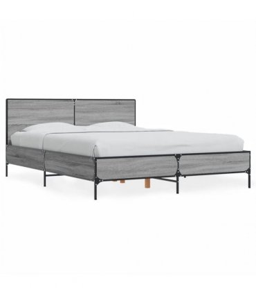 vidaXL Bed Frame without Mattress Grey Sonoma 120x200 cm