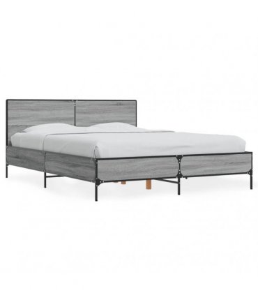 vidaXL Bed Frame without Mattress Grey Sonoma 140x200 cm
