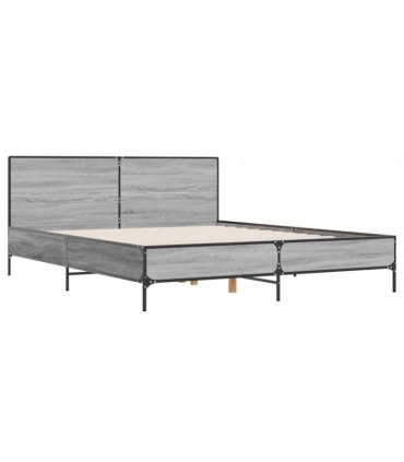 vidaXL Bed Frame without Mattress Grey Sonoma 140x200 cm