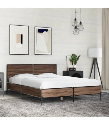 vidaXL Bed Frame without Mattress Brown Oak 140x200 cm