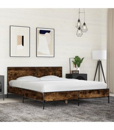 vidaXL Bed Frame without Mattress Smoked Oak 150x200 cm