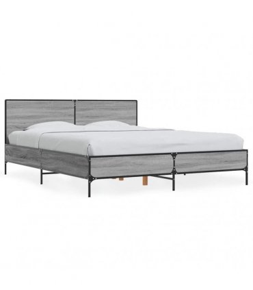 vidaXL Bed Frame without Mattress Grey Sonoma 150x200 cm