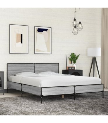 vidaXL Bed Frame without Mattress Grey Sonoma 160x200 cm