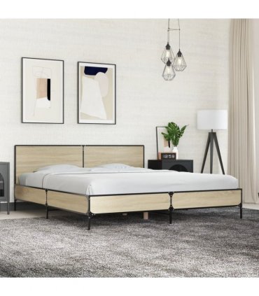 vidaXL Bed Frame without Mattress Sonoma Oak 200x200 cm