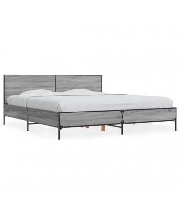 vidaXL Bed Frame without Mattress Grey Sonoma 200x200 cm