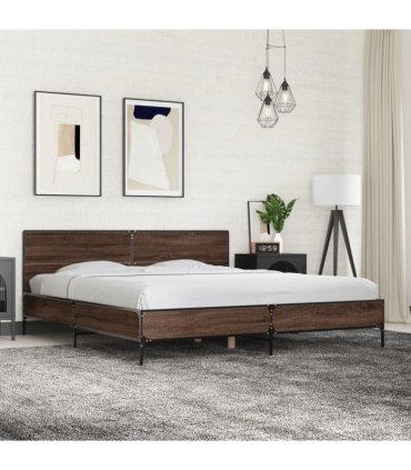 vidaXL Bed Frame without Mattress Brown Oak 200x200 cm