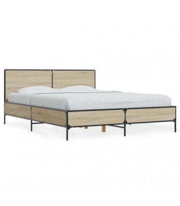 vidaXL Bed Frame without Mattress Sonoma Oak 135x190 cm