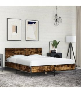 vidaXL Bed Frame without Mattress Smoked Oak 135x190 cm