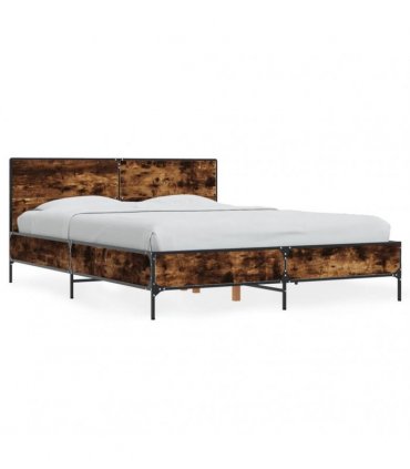 vidaXL Bed Frame without Mattress Smoked Oak 135x190 cm