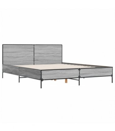 vidaXL Bed Frame without Mattress Grey Sonoma 135x190 cm