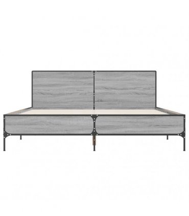 vidaXL Bed Frame without Mattress Grey Sonoma 135x190 cm