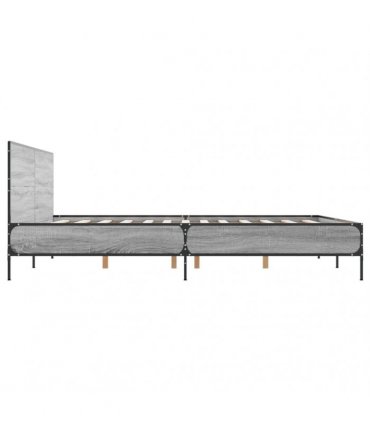 vidaXL Bed Frame without Mattress Grey Sonoma 135x190 cm
