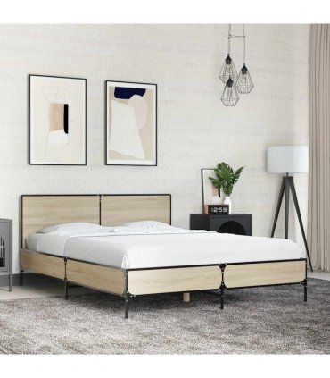 vidaXL Bed Frame without Mattress Sonoma Oak 140x190 cm