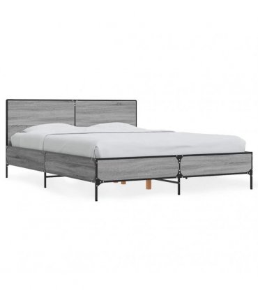 vidaXL Bed Frame without Mattress Grey Sonoma 140x190 cm