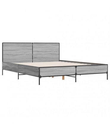 vidaXL Bed Frame without Mattress Grey Sonoma 140x190 cm