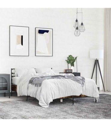 vidaXL Bed Frame without Mattress Smoked Oak 140x200 cm