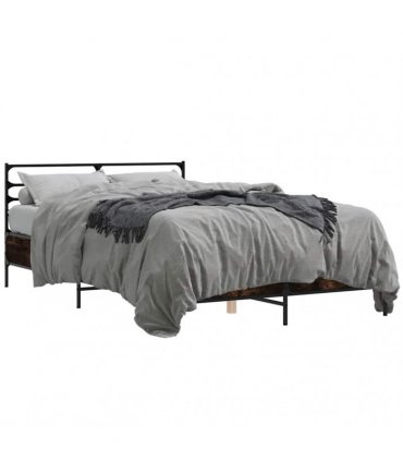 vidaXL Bed Frame without Mattress Smoked Oak 140x200 cm