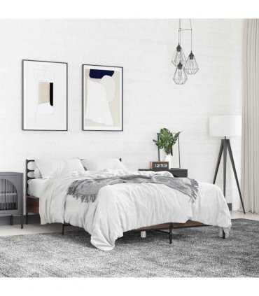 vidaXL Bed Frame without Mattress Brown Oak 140x200 cm